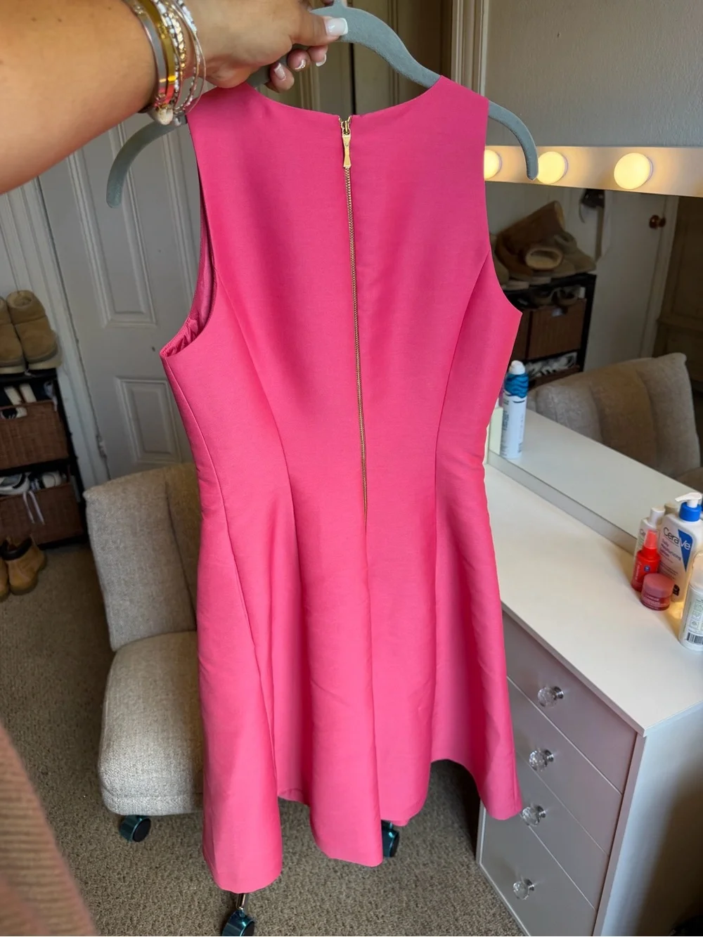 kate spade New York Pink Embellished Fit-and-Flare Dress 17in ptp